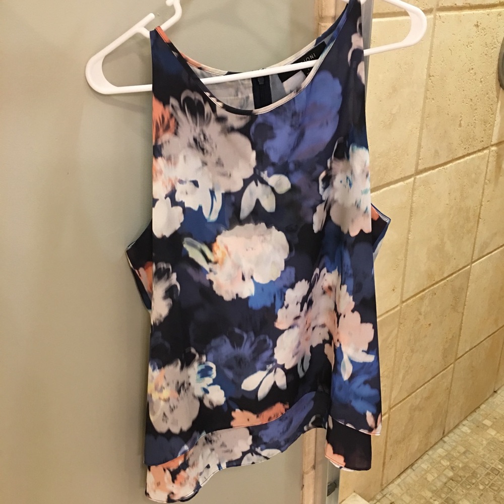 High neck floral tank size l